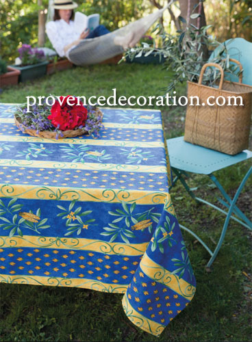 French tablecloth coated or cotton (cicada. blue) - Click Image to Close